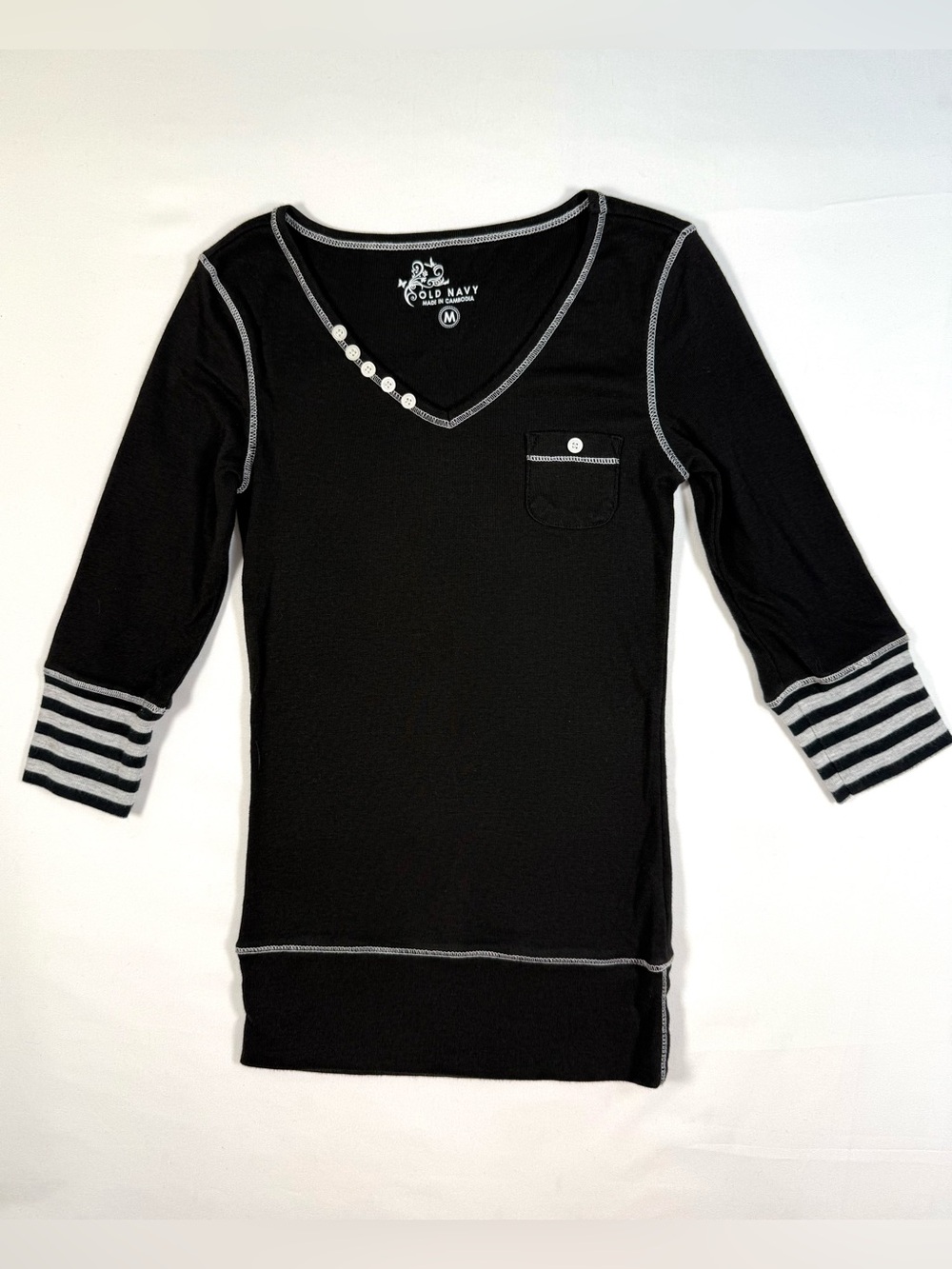VINTAGE OLD NAVY Girls Y2K Henley M Coquette Mall Goth Indie Sleaze Emo Grunge